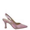 Décolleté chanel laminato rosa con tacco medio