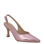 Décolleté chanel laminato rosa con tacco medio