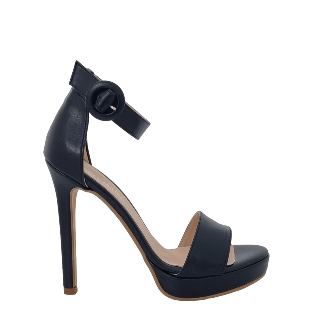 Dream PAIRS Sandali Con Plateau E Cinturino Alla Caviglia Per Donna - Comodi, Elasticizzati, Colore Nero, Tacco 6 Cm