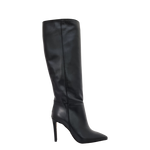 Stivale alto con tacco in pelle nero