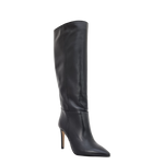 Stivale alto con tacco in pelle nero
