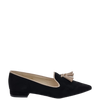 Ballerine a punta camoscio nero con nappine