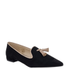 Ballerine a punta camoscio nero con nappine