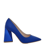Décolleté bluette con tacco a piramide