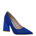 Décolleté bluette con tacco a piramide