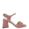 Sandali rosa accessorio oro con tacco a piramide