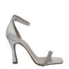 Sandali eleganti argento con strass e tacco alto