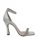 Sandali eleganti argento con strass e tacco alto