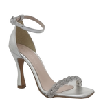 Sandali eleganti argento con strass e tacco alto