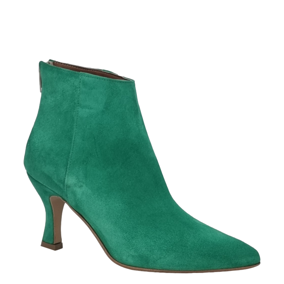 Tronchetti con tacco pelle scamosciata verde