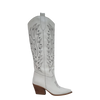Stivali texani con tacco laserati pelle bianco