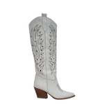 Stivali texani con tacco laserati pelle bianco