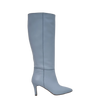 Stivale alto con tacco in pelle azzurro polvere