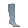 Stivale alto con tacco in pelle azzurro polvere