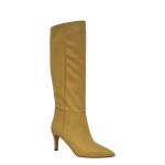 Stivale alto con tacco in pelle giallo