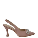 Décolleté chanel raso nude con fiocco strass