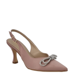 Décolleté chanel raso nude con fiocco strass