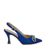 Décolleté chanel raso bluette con fiocco strass