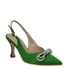 Décolleté chanel raso verde con fiocco strass