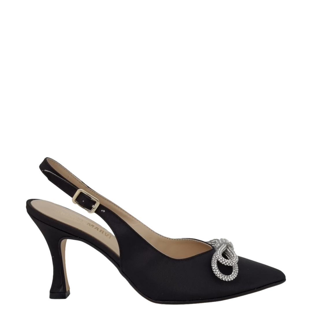 Decollete chanel raso nero con fiocco strass Rachelmarvi
