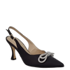 Décolleté chanel raso nero con fiocco strass