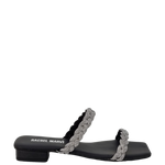 Sandali bassi eleganti neri con strass
