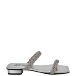 Sandali bassi eleganti argento con strass