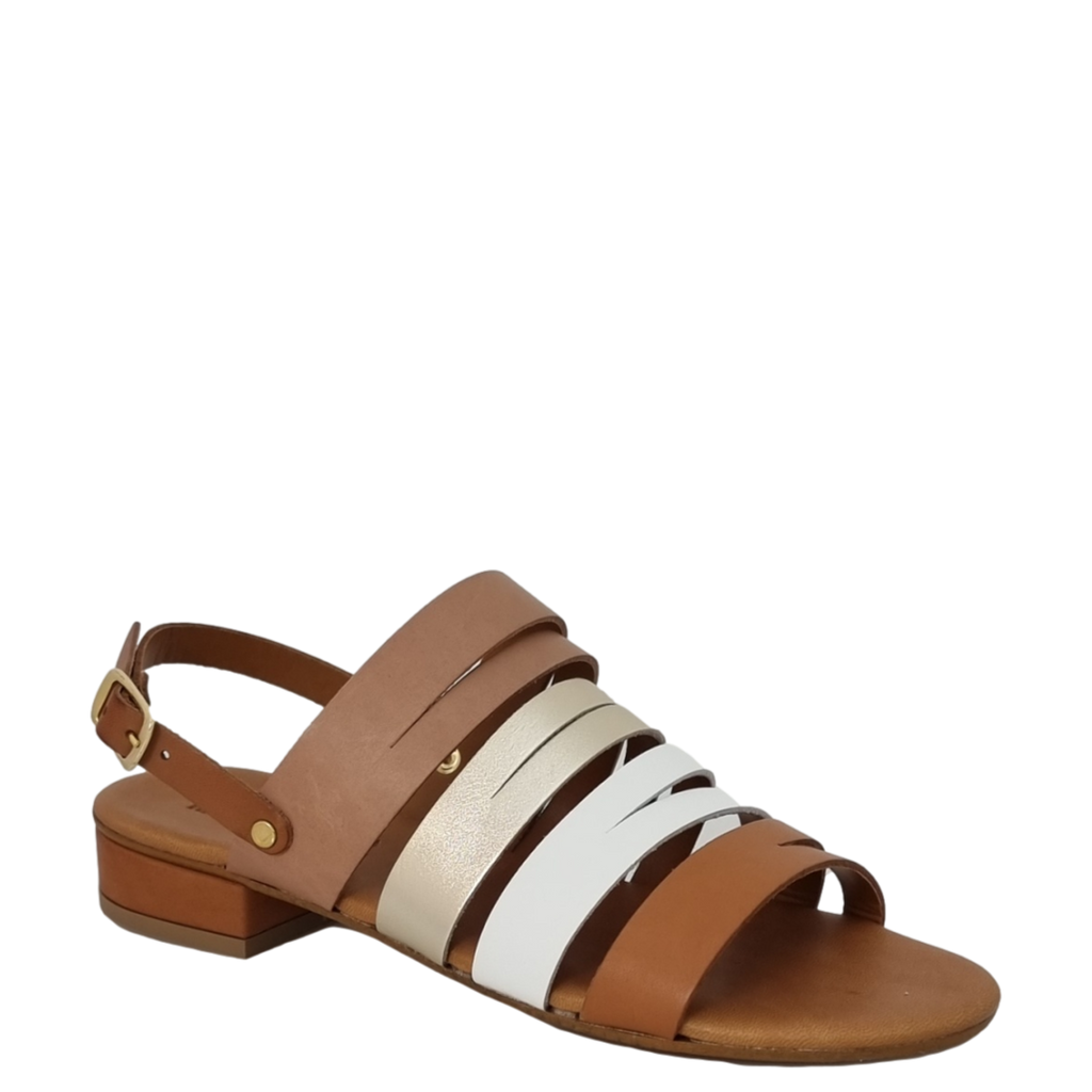 Sandali bassi multifascette pelle multicolor terra