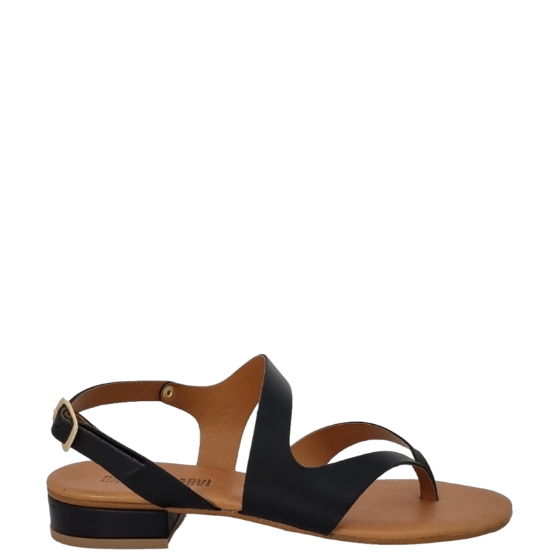 Sandali infradito con tacco basso in pelle nero