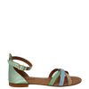 Sandali bassi pelle multicolor con cinturino alla caviglia
