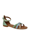 Sandali bassi pelle multicolor con cinturino alla caviglia