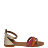 Sandali bassi pelle multicolor con cinturino alla caviglia