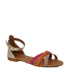 Sandali bassi pelle multicolor con cinturino alla caviglia