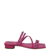 Sandali bassi fuxia con treccia bicolore a punta quadrata