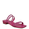 Sandali bassi fuxia con treccia bicolore a punta quadrata