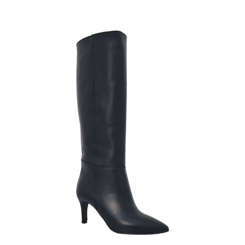 Stivali con tacco in pelle nero F/W