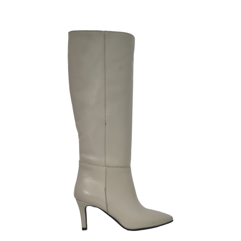 Stivali con tacco in pelle panna F/W