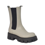 Stivaletti Beatles pelle panna fondo alto carrarmato F/W