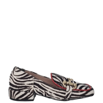 Mocassini animalier punta quadrata e accessorio oro F/W