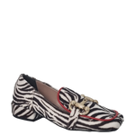 Mocassini animalier punta quadrata e accessorio oro F/W