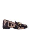 Mocassini animalier punta quadrata e accessorio oro F/W