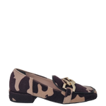 Mocassini animalier punta quadrata e accessorio oro F/W