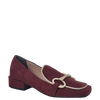 Mocassini punta quadrata camoscio bordeaux e accessorio oro F/W
