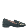 Mocassini punta quadrata camoscio verdone e accessorio oro F/W