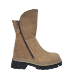 Anfibi a stivaletto con zip camoscio beige fondo alto F/W