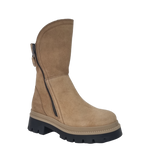Anfibi a stivaletto con zip camoscio beige fondo alto F/W