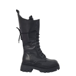 Anfibi alto con stringhe in pelle nero suola alta F/W