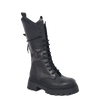 Anfibi alto con stringhe in pelle nero suola alta F/W