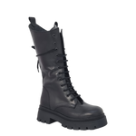 Anfibi alto con stringhe in pelle nero suola alta F/W