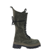Anfibi alto con stringhe in camoscio verde suola alta F/W
